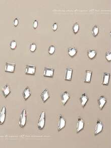 Pack Of 50 K9 Clear Nail Stones – Flat-Back, Fancy Cut (Select Shape & Size) – Nail Art Parts / DIY Decoration - White - View 3