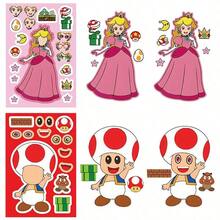 SUPER MARIO BROS. 1set/8pcs Anime . Puzzle Sticker Game Kawaii Makes A Face Sticker Cute Cartoon DIY Puzzle Toy Sticker, The Perfect Holiday Gift For Boys And Girls(Stochastic Style) - Multicolor - View 2