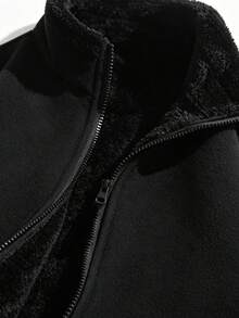 Women's Autumn/Winter Street Casual Fleece Jacket, Comfortable Soft Skin-Friendly Fashion Jacket - Black - View 4