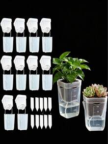 Mini Transparent Self-Watering Planter, Asymmetrical Shape With Water Level Indicator & Drainage Hole, PP Plastic Material, Suitable For Succulents, Air Plants, African Violets & Herbs - Multicolor - View 3