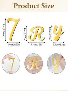 Acrylic Alphabet & Number Cake Decorations, Mirror Plated Digital 0-9 And Letter A-Z Cake Toppers, For Anniversary, Wedding, Baby Birthday Party Decor - Multicolor - View 3