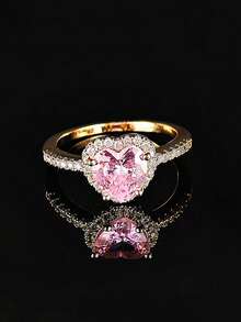 MOONSO 2023 New Heart-Shaped Pink Silver Cute Fashion Large Promise Ring, Women Girls Party Gift, Finger Ring, Free Shipping, Made In Korea R1707 - Pink - View 16