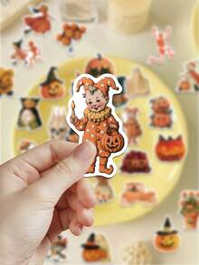 50pcs Vintage Halloween Stickers For Scrapbook, Planner, Phone Case, Fridge, Journal, Diary, Guitar, Helmet, Skateboard, Laptop, Self-Adhesive Decals - Vintage Halloween - View 2