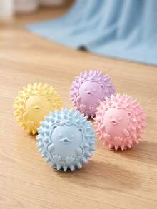 1pc Squeaky Dog Chew Toy, Hedgehog‑Shaped Spiky Rubber Ball, Soft Teething Toy For Small Medium Dogs, Interactive Bite‑Resistant Pet Toy, Cute Colorful Puppy Play Ball For Indoor Outdoor Playing - Multicolor - View 4