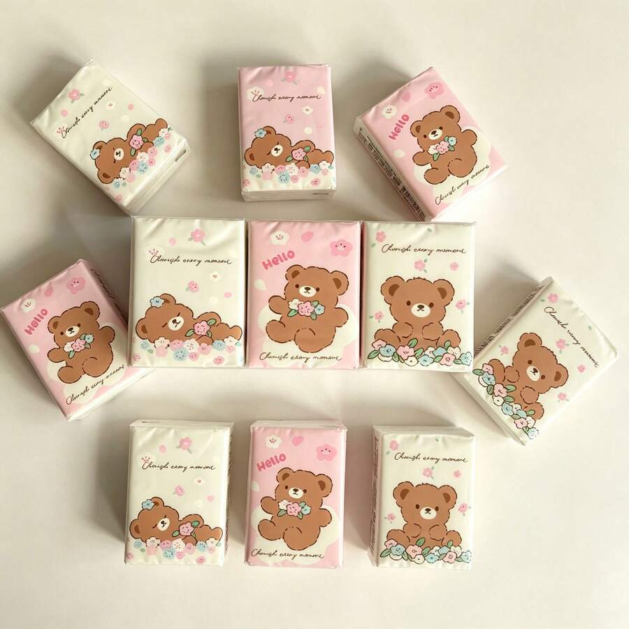 8/16/32/72/144pcs Portable Handkerchief Paper Bag Facial Tissues Portable Mini Pocket Napkins Students Travel With Tissues(8pcs=1pack) - Multi-color - View 1