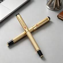High-Quality Golden Metal Fountain Pen / Equipped With Smooth Nib, Ink Cartridge And Converter / Suitable For Students, Professionals And Office Signatures (Fashionable Writing Tool) - Pen - View 8