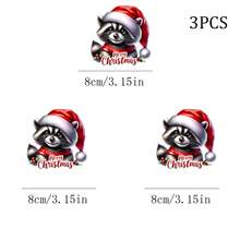 1/2/3pcs Christmas Hat Raccoon Heat Transfer Iron-On Patch Christmas Holly Merry Christmas Iron-On Sticker DIY Decoration T-Shirt Sweatshirt Pillow Fabric Bag - Multicolor - View 4