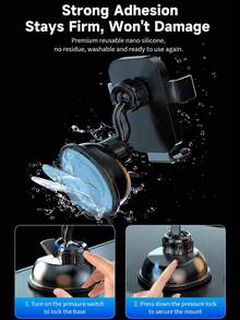 1pc Strong Suction Cup Car Phone Holder, 360° Rotatable Dashboard & Windshield Phone Mount, One-Hand Operation Mechanical Clip Navigation Bracket, Universal Smartphone Car Interior Accessory - A - View 8