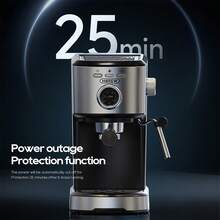 HiBREW H5A Semi-Automatic Espresso Machine, 1.2L Large Capacity Removable Water Tank, Easy To Clean, Visual Temperature Gauge, One-Touch Extraction, User-Friendly, 51mm Comfortable Handle, Stainless Steel Body - EU F Type Plug(220-240V) - View 8