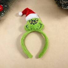 Panini Cute Grinch Plush Decorative Headband, Christmas Hat Design Green Headband, Holiday Costume Accessory, Christmas Party Photo Prop - One Size Fits All - View 5