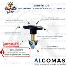 ALGOMAS® Pack Pomo Olla a Presión con Husillo Completo - Repuesto Universal Compatible con Magefesa Convencional | Kit Fijación - Ver 4