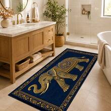 1pc Elephant Pattern Printed Faux Cashmere Kitchen Mat, Absorbent Kitchen Floor Mat, Kitchen Rug, Long Runner Mat, Sink Front Mat, Suitable For Kitchen, Bathroom, Entryway, Hallway, Laundry Room And Home Decor - Multicolor - View 3