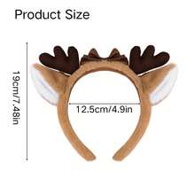 1pc Christmas Cartoon Deer Horn Headband Hair Clip Hair Hoop Forest Fairy Hair Accessory Cute Cartoon Headband For Women, Suitable For Halloween Theme Costume, Holiday Party, Daily Wear, And Beach Vacation Accessory. Essential Hair Accessory For Women - A - View 7