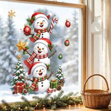 1/3pcs Cartoon Penguin & Snowman Layered Christmas Window Stickers, Double-Sided Visible PVC Static Cling Glass Decals, Suitable For Home, Classroom And Store Window Decoration - Multicolor - View 3