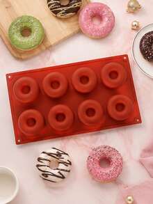 8 Cavity Silicone Donut Mold, Non-Stick Reusable Baking Pan, Easy Release Home Baking Tool For Donuts, Cake, Chocolate & Desserts - Multicolor - View 5