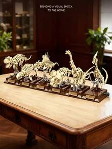 268/317/188/191/1pc Dinosaur Skeleton Building Blocks, DIY Assembled Fossil Model With Movable Limbs And Display Stand, Living Room Desktop Bookshelf Decor, Suitable For Dinosaur Enthusiasts And Collectors As Birthday, Holiday, Back To School Gift - Multicolor - View 1