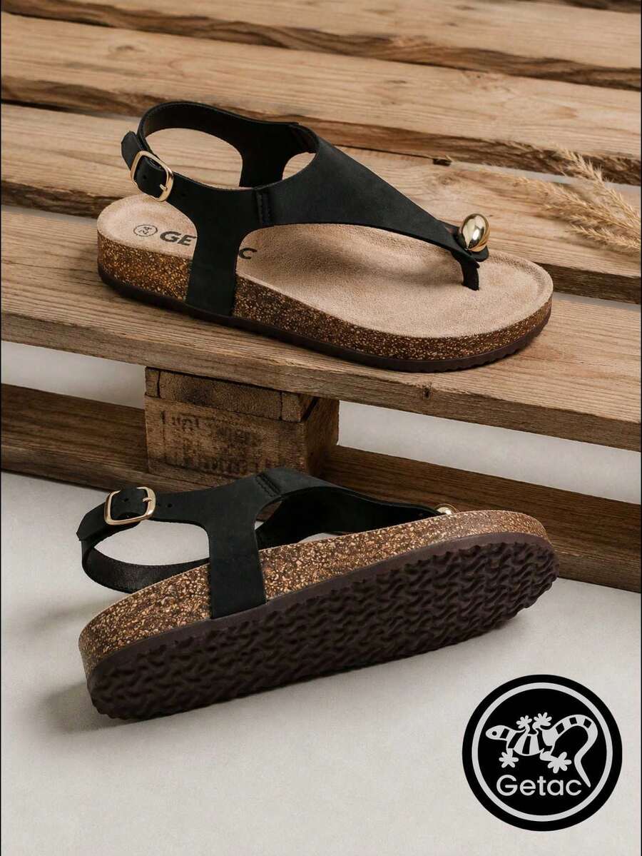 GETAC Women Flat Sandals - Black - View 1