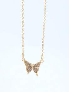 Minimalist Casual Korean Style Butterfly Necklace - Gold - View 2