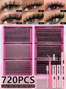 600/684/708/720pcs D-Type Curly Artificial Mink Fur False Eyelashes,Thick And Full,Light And Soft Eyelash Clusters.The False Eyelashes Are Made Of Soft Mixed Materials,Making It Easy To Create A Three-Dimensional Eye Makeup Effect.Halloween,Christmas - Multicolor - View 2