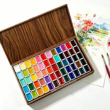 Professional 60-Color Watercolor Palette Wooden Box Solid Paint Set, Rich Pigment, Suitable For Artists Sketching Painting Crafts - Sets - View 6