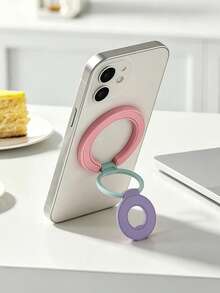 Tri‑Fold Magnetic Phone Ring Holder,360°Rotatable Alloy Finger Ring Kickstand,Multi‑Angle Desktop Stand Compatible With Magnetic Phone Cases - Multicolor - View 6