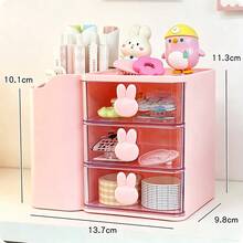 1 Baby Hair Accessory Storage Box, Cute Rabbit Shaped Handle, 3-Grid Design, Girl's Room Decoration, Baby Girl Supplies, Essential Items For Newborns - Multicolor - View 8