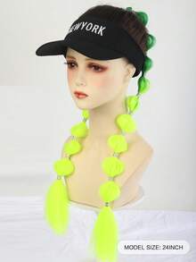 2pcs Synthetic Braided Colorful Ponytail Wig Extensions Bubble Lantern Braided Ponytail Wig For Cosplay Party Halloween Christmas - Multicolor - View 3