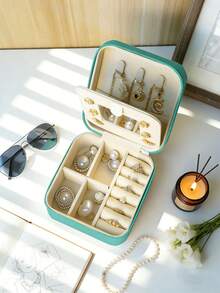 1pc Large Capacity Jewelry Box, Jewelry Storage Box, Multi-Function Jewelry Display Box, Jewelry Box With Mirror, Women's Gift, Christmas Gift, Travel Essential - Multicolor - View 6
