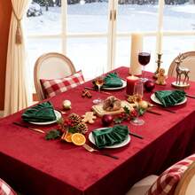 1/2/4pcs Christmas Velvet Round Ruffle Placemats, Nordic Country Style Table Mats - Green - View 6
