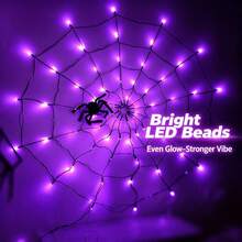 Spooky Halloween LED Spider Web Lights - 70 Lights, 8 Modes, Battery Powered, Suitable For Indoor Parties And Decoration (Spider Not Included) - Spider Web - View 9