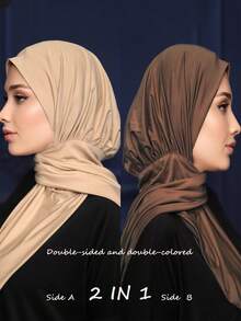 1pc Instant Hijabs For Women, Convenient Button Fastened Slip-Resistant Headscarves - Multicolor - View 12