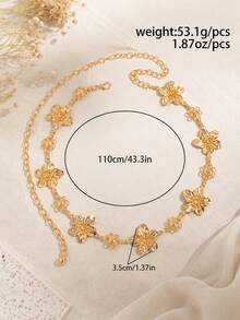1pc Bohemian Style Gold Floral Waist Chain Metal Belt Summer Beach Vacation Bikini Body Jewelry Women's Festival Party Accessory - Waist Chain - View 6