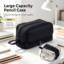 Large Capacity Multi‑Layer Pencil Case, Portable Zipper Pen Pouch With Multiple Compartments, Durable Oxford Stationery Storage Bag, Handheld Design Desk Organizer For Pens Markers Cosmetics, Practical Office & School Supplies, Multi‑Color Available - Multicolor - View 13