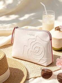 Lancôme Lancome 白色壓花玫瑰化妝包，人造皮革旅行化妝收納袋，便攜耐用，適合個人使用與送禮，LANCOME‑GIFT‑7 - 淺粉色 - 查看 2