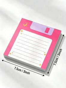 1/2pcs Vintage Floppy Disk Style Sticky Notes 7.5x7.5cm With Celestial Moon Design, Desktop Decor, Aesthetic Planner Supplies, Unique Colleague Gift - Multicolor - View 6