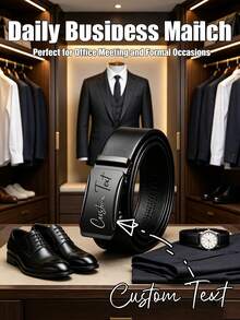 Customizable Men's Belt, Made Of PU Leather Material, Personalized Gift, Also Suitable For Anniversary, Father's Day, Husband And Boyfriend's Ideal Gift, Also Suitable For Business And Casual Occasions. Portable, Minimalist, Personalized And Unique. - Multicolor - View 2