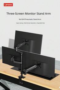 Lenovo A730 3-Arm Gas Spring Ergonomic Desktop Monitor Mount, Fully Adjustable Rotating VESA Bracket With Cable Management, Space-Saving Home Office Large Screen Monitor Stand - View 5