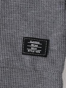 2pcs/Set Boys Casual Letter Patchwork & Colorblock Long Sleeve Polo Top With Solid Long Pants Outdoor Outfit, Spring/Autumn - Grey - View 6