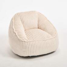 Memory Foam Pouf, Striped Bubble Plush, Soft, Comfortable, Cozy Sofa For Living Room, Apartment, And Dorm - Beige - View 4