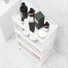 LÈRFM [okadytop] Carro de almacenamiento multifuncional de 3 capas, herramienta de almacenamiento para el hogar, estante de almacenamiento multifuncional para baño, oficina y cocina - Blanco - Ver 2