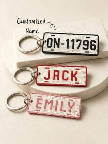 Ayotu Personalized Perler Bead Keychain - Customized License Plate Design (Letters/Numbers/Patterns) Pixel Bead Style Key Ring - Ideal Gift For Driving Enthusiasts, Birthday, Anniversary, Christmas, Valentine's Day, Elegant Car Key And Bag Charm, Anniversary Gift - Multicolor - View 2