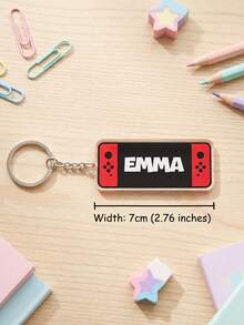 1pc Custom Text Game Console Keychain, Game Controller Style Bag Charm, Personalized Text Backpack Pendant, Game‑Lovers Themed Accessory Gift - Multicolor - View 6