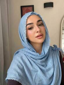FADZOYLE 1pc Women Elegant Solid Bowknot Lace Fringe Texture Scarf Soft Breathable Large Shawl Wrap Hijab Daily Wear Multi-Use Neck Wrap Summer Vacation - Multicolor - View 14