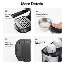 HiBREW H5A 15-Bar Semi-Automatic Espresso Machine, 1.2L Large Capacity, Removable Water Tank For Easy Cleaning, Visual Temperature Gauge, 51mm Comfortable Handle, One-Touch Espresso Extraction - EU F Type Plug(220-240V) - View 10