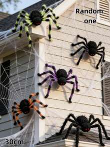 Prank Giant Triangle Spider Web Halloween Decoration Prop Plush Spider For Holiday Party, Random Color - Multicolor - View 13