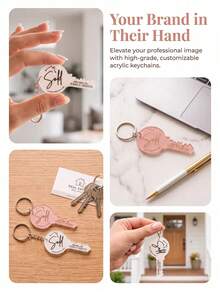 1pc Custom Text Key Shaped Keychain, Personalized Realtor Sold Key Chain, Custom Business Info Key Ring, Real Estate Agent Promotional Gift Keychain - Multicolor - View 6