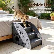 4-Layer Pet Ramp Ladder For Cats And Dogs, Non-Slip Bed Steps, Multi-Layer Climbing Pad For Old And Young Dogs And Cats - Grey - View 6