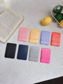 Solid Color Adhesive Phone Card Holder With Built‑In Kickstand, 2 In 1 Self‑Adhesive Back Card Pocket & Foldable Phone Stand, Slim Stick‑On Card Wallet For Credit Card ID Card, Universal Portable Phone Accessory For All Smartphones, Multi Pastel Color Options - Multicolor - View 1