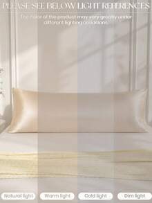 1pc 100% Premium Solid Champagne Color Silky Pillow Case Without Filling, Faux Silk Soft Breathable With Envelope Closure, Suitable For Bed, Sofa, Living Room, Country Style, Size 20"X54", Suitable For Women And Men Gifts, Pillow Insert Not Included, Machine Washable - Champagne - View 9