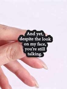 1pc Creative Satirical Quote Enamel Pin, Fun Boredom Text Slogan Badge, Fashion Accessory For Clothes And Backpacks, Perfect Gift For Friends - Black and White - View 8